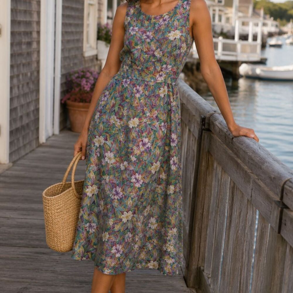 Handmade vintage floral dress - see measurements